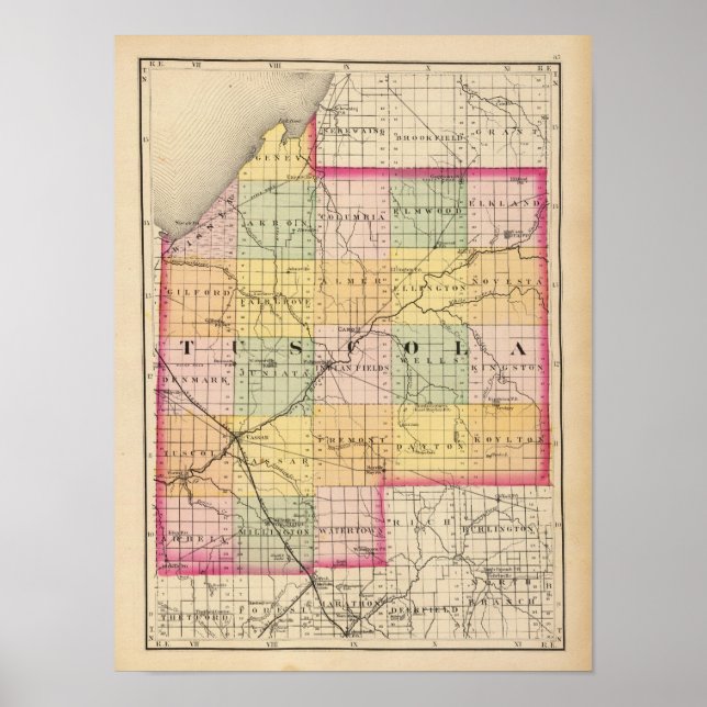 Poster Map of Tuscola County, Michigan (Frente)