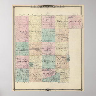 Poster Map of Waupaca County, State of Wisconsin
