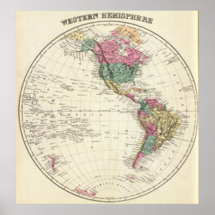 Pôster Map of Western Hemisphere