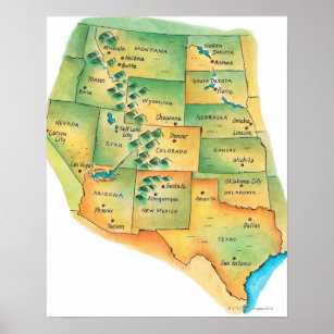 Poster Map of Western United States