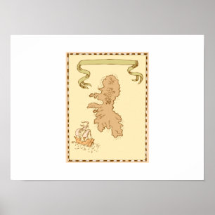 Pôster Map Treasure Island Tall Nave