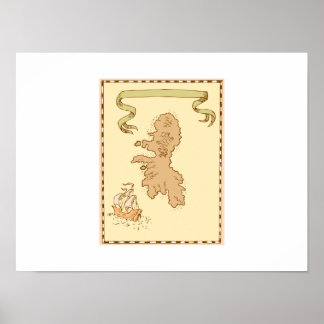 Pôster Map Treasure Island Tall Nave