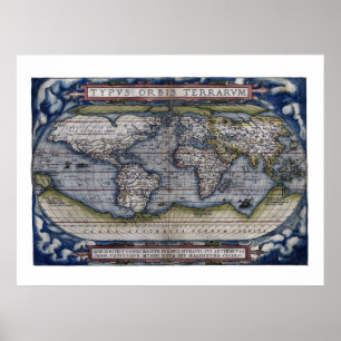 Poster Mapa 1570 do mundo