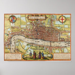 Poster Mapa 1572 de Londres
