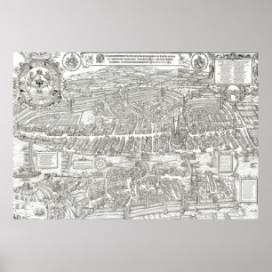 Pôster Mapa 1576 da suiça de Zurique