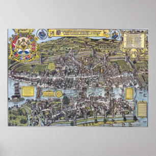 Poster Mapa 1576 de Zürich