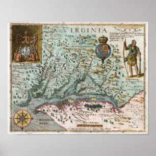 Poster Mapa 1627 de Virgínia