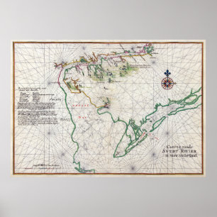 Poster Mapa 1639 de Zwaanendael Swanendael da baía de