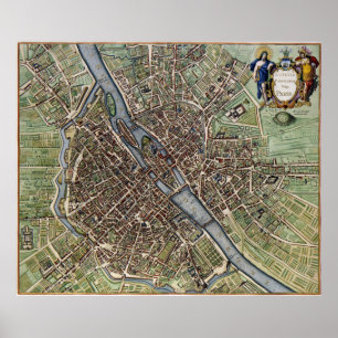 Pôster Mapa 1657 de Paris