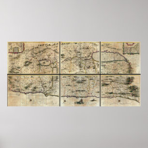 Poster Mapa 1662 de Israel Palestina da Terra Santa de