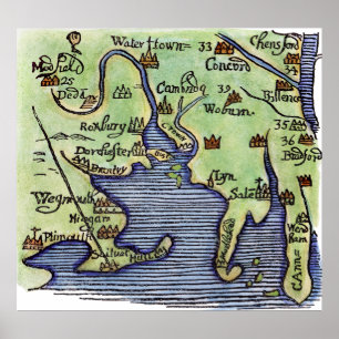 POSTER MAPA 1677 DE NOVA INGLATERRA