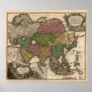 Poster mapa 1700's de Ásia