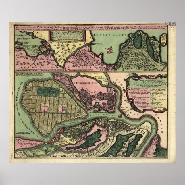 Pôster Mapa 1703 de St Petersburg (Frente)