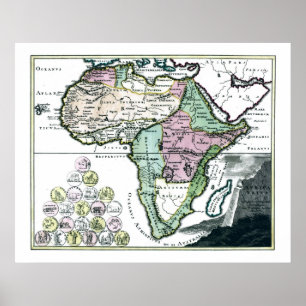Pôster Mapa 1720 de África Vetus