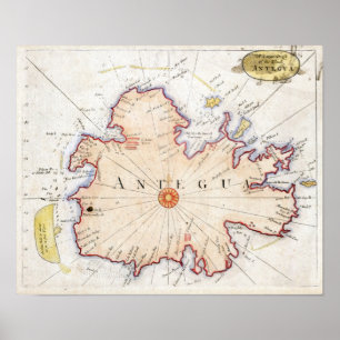 Poster Mapa 1721 de Antígua