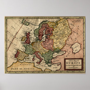 Pôster Mapa 1721 de Europa