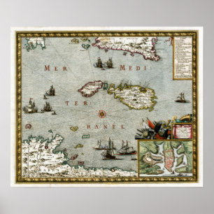 Poster Mapa 1723 de Malta