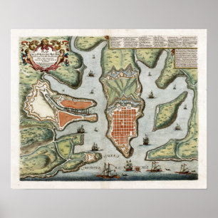 Pôster Mapa 1725 de Malta