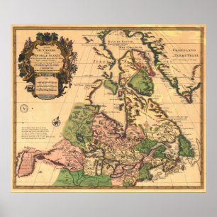 Pôster Mapa 1730 de Canadá