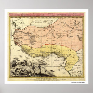 Pôster Mapa 1743 de África ocidental