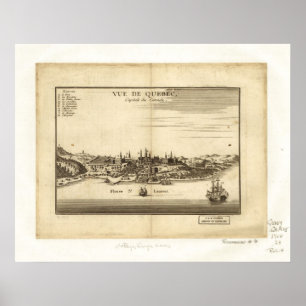 Pôster Mapa 1755 panorâmico de St Laurent Montreal