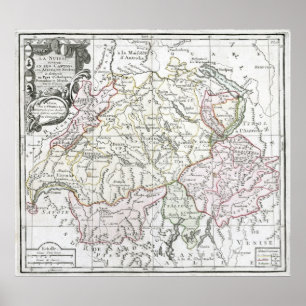 Poster Mapa 1764 de Suisse do La