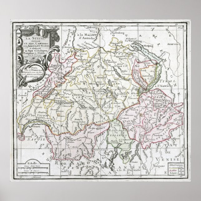 Poster Mapa 1764 La Suisse (Frente)