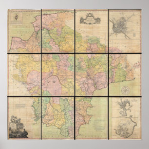 Pôster Mapa 1765 de Devonshire por Benjamin Donn