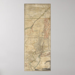 Poster Mapa 1768 de Jeffreys de New York e de New-jersey
