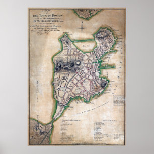Poster Mapa 1775 de Boston Massachusetts pela página de