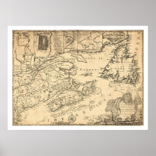 Poster Mapa 1776 da Província da Nova Escócia