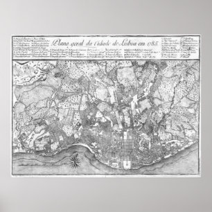 Pôster Mapa 1785 de Lisboa