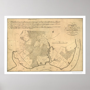 Pôster Mapa 1801 do Mt Vernon da fazenda do general