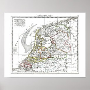 Pôster Mapa 1806 - La Republique Batave