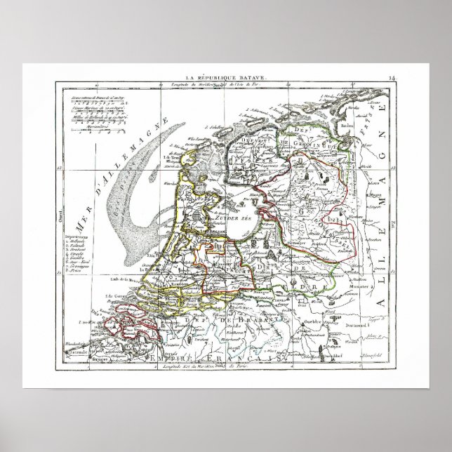 Pôster Mapa 1806 - La Republique Batave (Frente)
