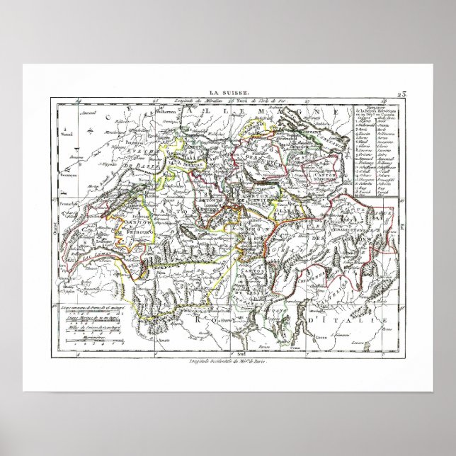 Pôster Mapa 1806 - La Suisse (Frente)