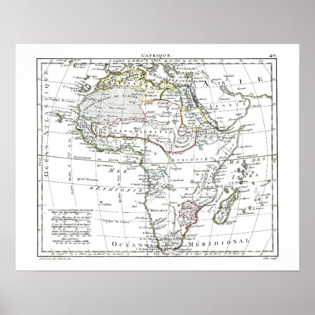 Pôster Mapa 1806 - L'Afrique (Frente)