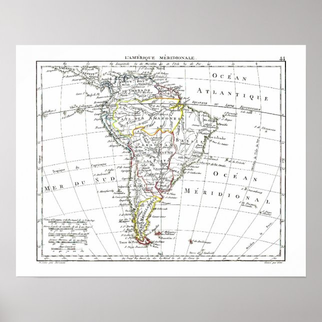 Pôster Mapa 1806 - L'Amérique Méridionale (Frente)