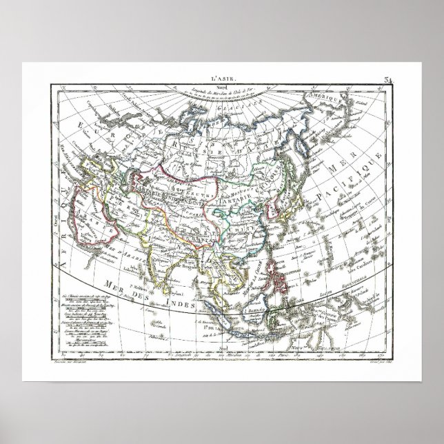 Pôster Mapa 1806 - L'Asie (Frente)
