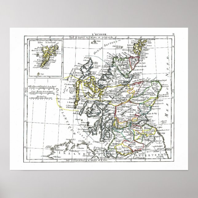Pôster Mapa 1806 - L'Ecosse (Frente)