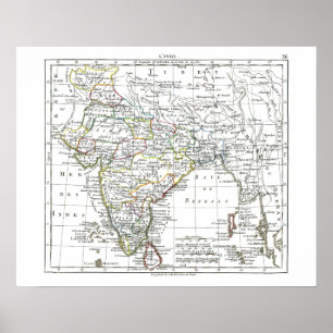 Pôster Mapa 1806 - L'Inde