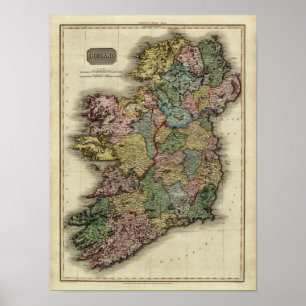 Pôster Mapa 1813 de Ireland por John Pinkerton