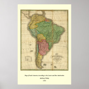 Pôster Mapa 1826 de Ámérica do Sul do vintage por Antho