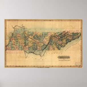 Poster Mapa 1826 de Tennessee