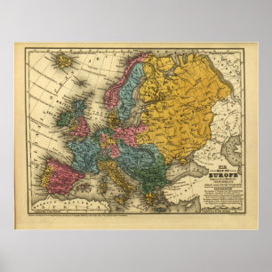 Poster Mapa 1839 de Europa
