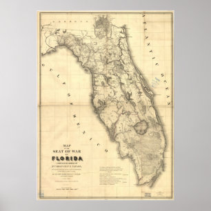 Poster Mapa 1839 de Florida