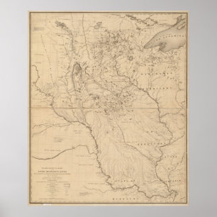 Pôster Mapa 1843 do rio Mississípi
