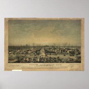 Poster Mapa 1850 panorâmico do olho dos pássaros de