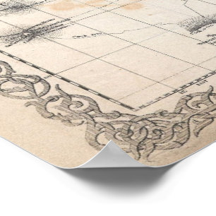 Pôster Mapa 1855 de Colton do mundo em Mercator Projectio