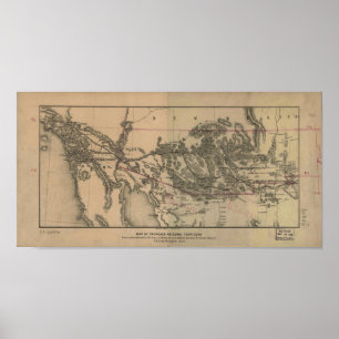 Pôster Mapa 1857 do território & dos trilhos propor da
